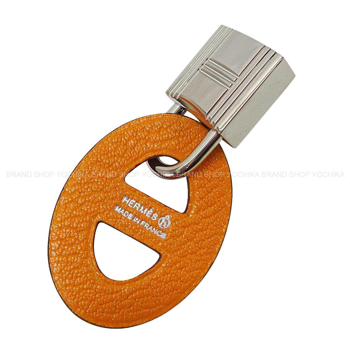 HERMES エルメス シューズ プティアッシュ マイヨン アンシェネ カデナ付 ローズジャイプール/オレンジ色 トゴ/シェーブルミゾル しろがね色金具 新品未当てはめる(HERMES Petit H Maillon Enchainee Cadenas Rose Jaipur/Orange Veau Togo/Chevre Mysore Silver HW)