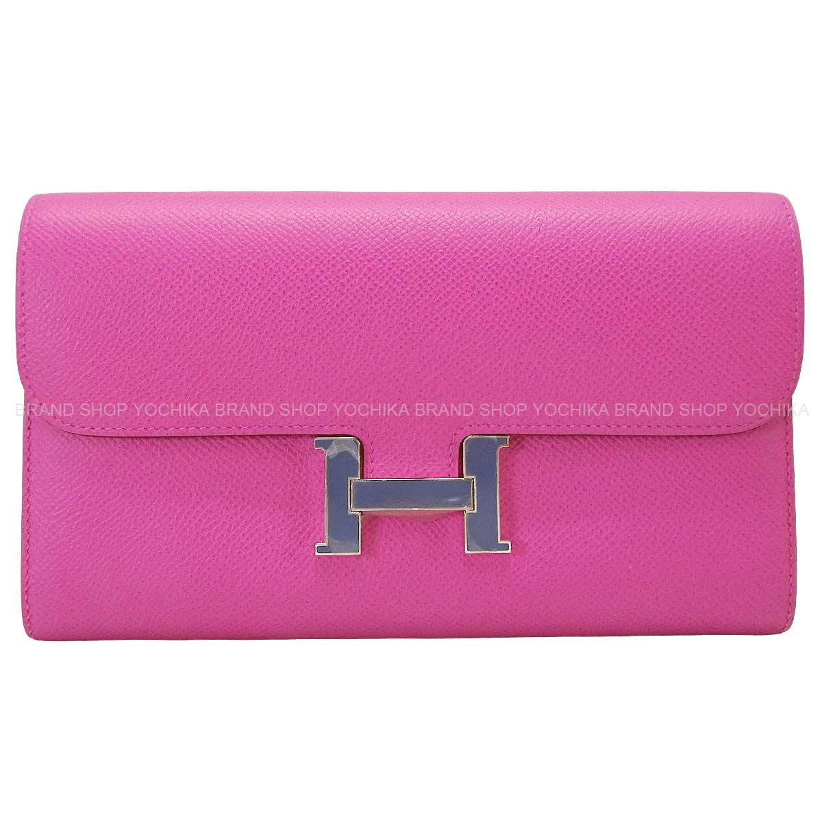 HERMES エルメス コンスタンス ロング マグノリア エプソン ブルーブライトンラッカー 長がま口 C目じるし 新品負けず劣らず【中古】([Pre-loved] HERMES Constance Long Wallet Magnolia Veau Epsom Bleu Brighton Lacquer long wallet[LIKE NEW][Authentic]) レディース財布-バッグ・小物・ブランド雑貨