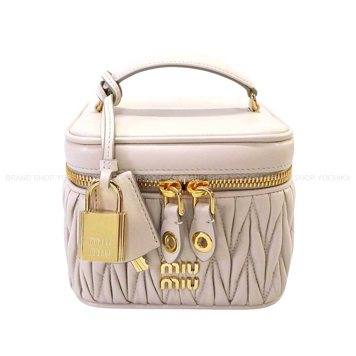 Miu Miu ミュウミュウ バニティバッグ マテラッセ 鏡鑑付き添い人 タルコ ナッパレザー ゴールド金具 47097 5RM075 新品(Miu Miu Vanity Bag Matelasse with Mirror Talco Nappa Leather Gold HW 47097 5RM075[BRAND NEW][Authentic])