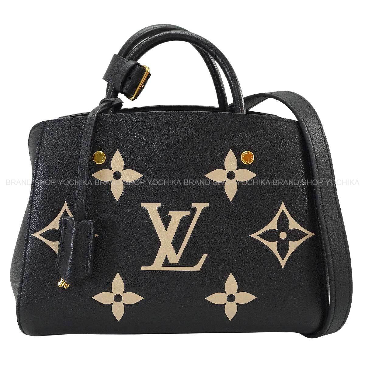 LOUIS VUITTON ルイ・ヴィトン お手て モンテーニュBB 2way 黒/ベージュ モノグラムアンプラント ゴールド金具 M45778 ショルダーバッグ 新品負けず劣らず【中古】(Hand MontaigneBB 2way Noir/Beige Monogram Empreinte Gold HW M45778 Shoulder bag[LIKE NEW][Authentic])