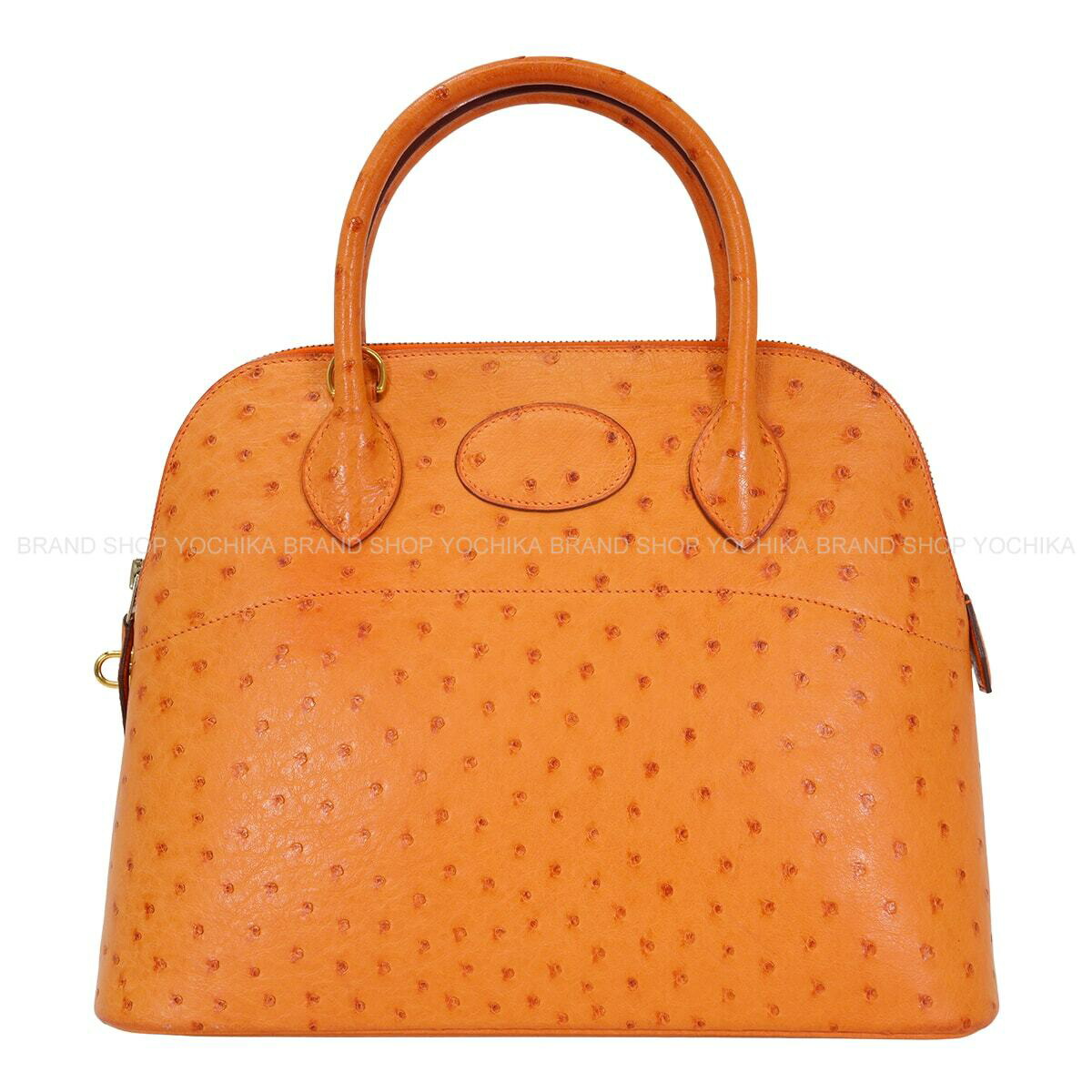 HERMES エルメス ボリード31 オレンジ色 鴕鳥 ゴールド金具 ショルダーバッグ □G目じるし A位置づける【中古】([Pre-loved] HERMES Bolide31 Orange Ostrich(Autruche) Gold HW Shoulder bag[USED A][Authentic])