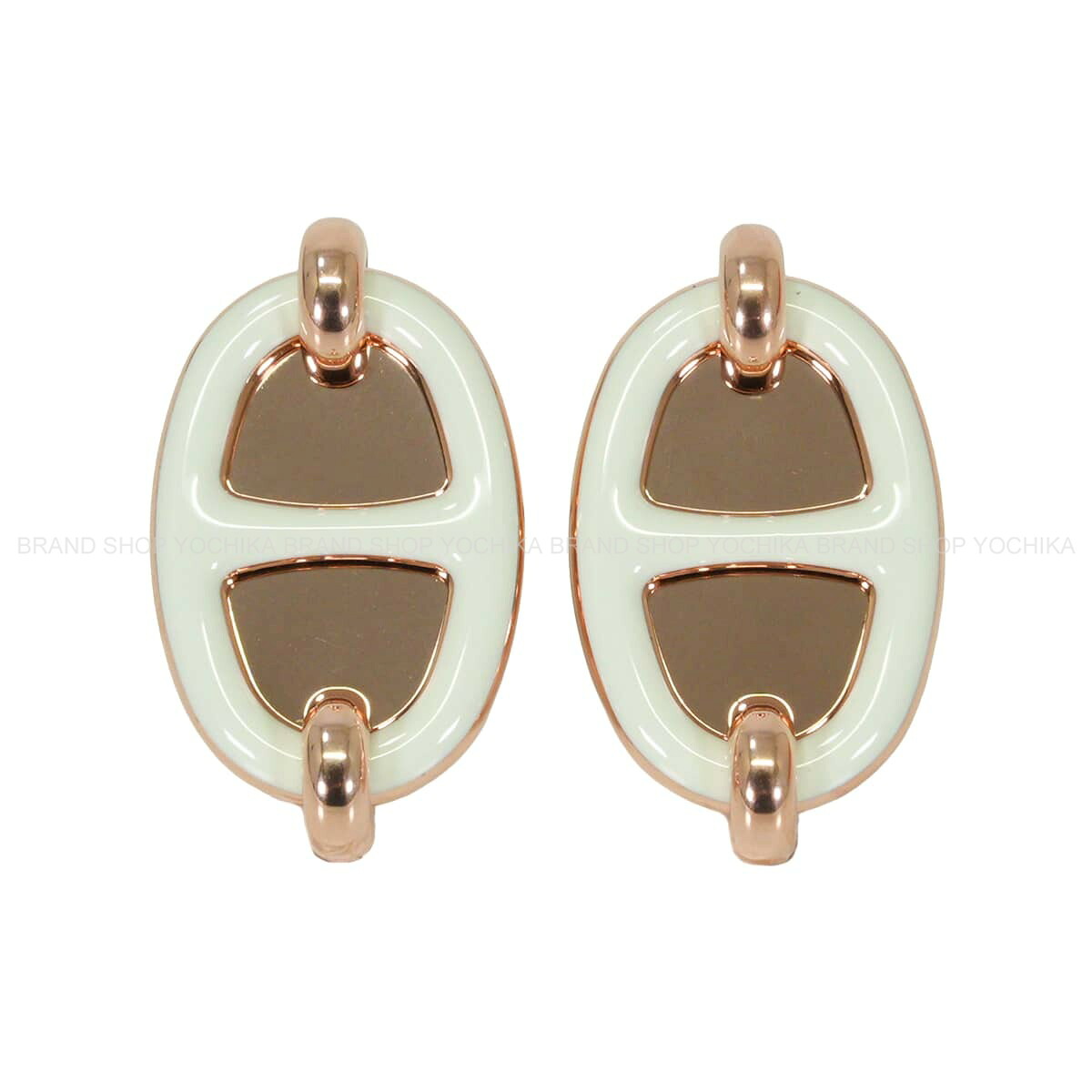 HERMES エルメス ミニ マイヨン ヴェールフィズ ローズゴールドプレーテッド/ラッカー ピアス 新品(HERMES Mini Maillon Earring Vert Fizz Rose Gold plated/Lacquer pierced earring[BRAND NEW][Authentic])｜ブランドショップ よちか