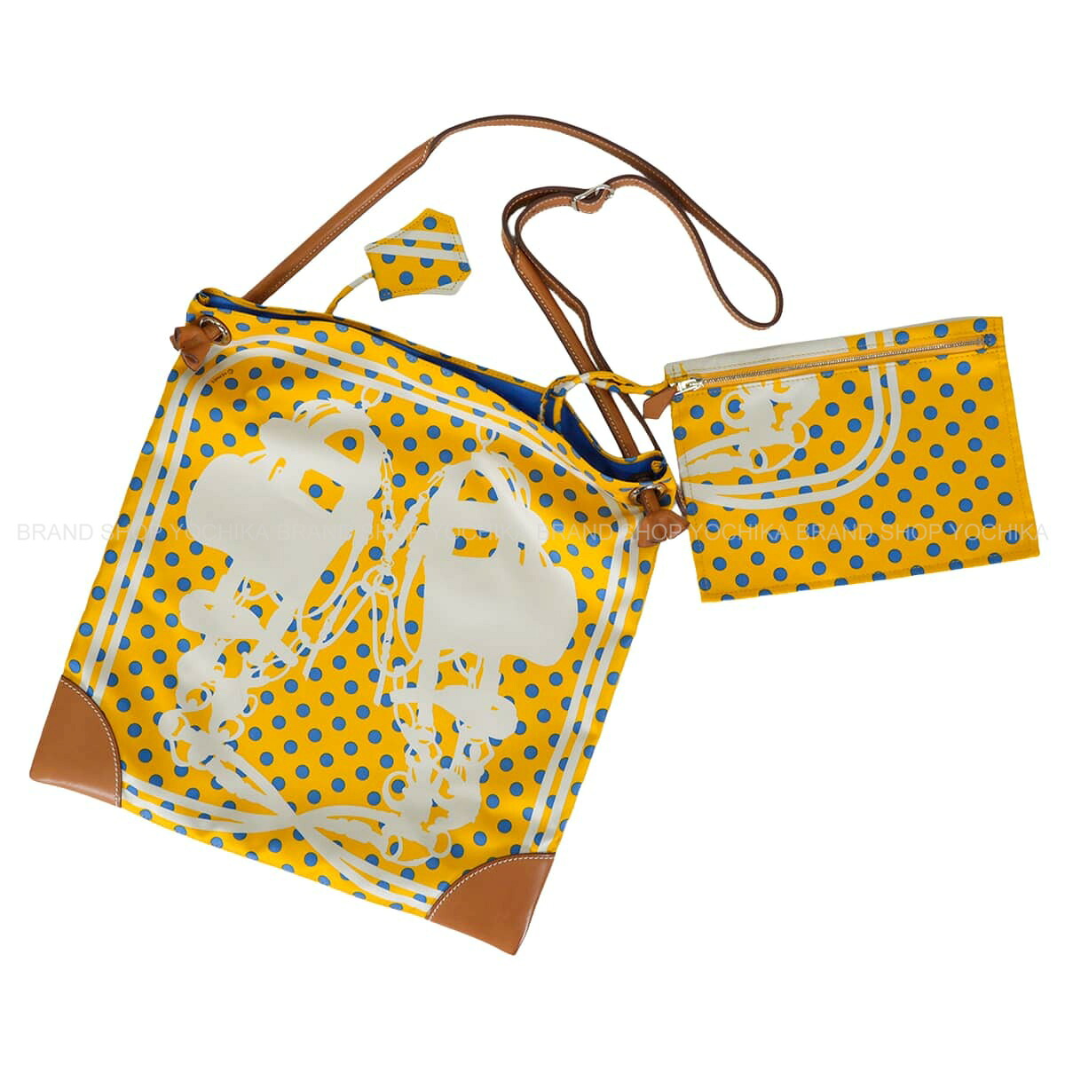 HERMES エルメス シルキーシティ 33 PM ブリッドドゥガラ ファントムアポア ジョーヌドール (ジョンヌドール)/ブルーアガット/フォーヴ シルク/バレニア シルバー金具 ショルダーバッグ C刻印 新品同様【中古】|ブランドショップ よちか