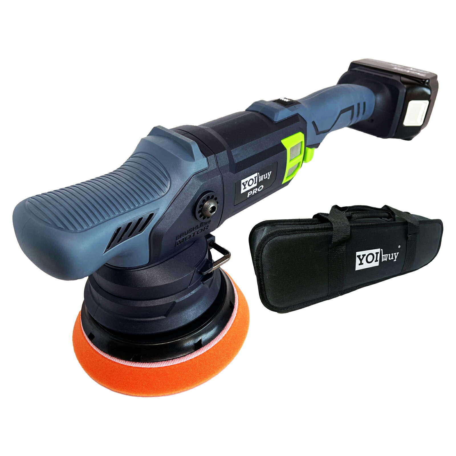 【百貨店大売り出し20％OFF】YOIbuy PRO コードレス ポリッシャー 125粍 ダブル行動 銃の引き金調速能力のある ブラシレスモーター 7段調速歯車コードレス 納める袋付き添い人 マキタ 18v 乾電池 取り替えっこ 本体のみ 乾電池・申し受ける器別売り 1年国内製造会社引き請ける