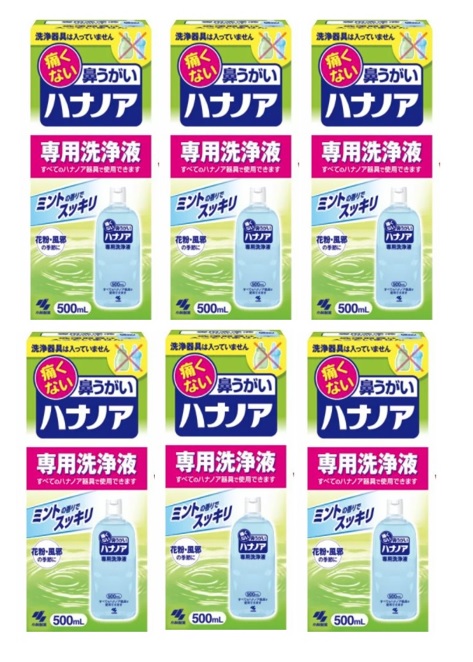 【×6本セット送料込】小林製薬 ハナノア 鼻洗浄 鼻うがい 専用洗浄液 500ml　(4987072040560)