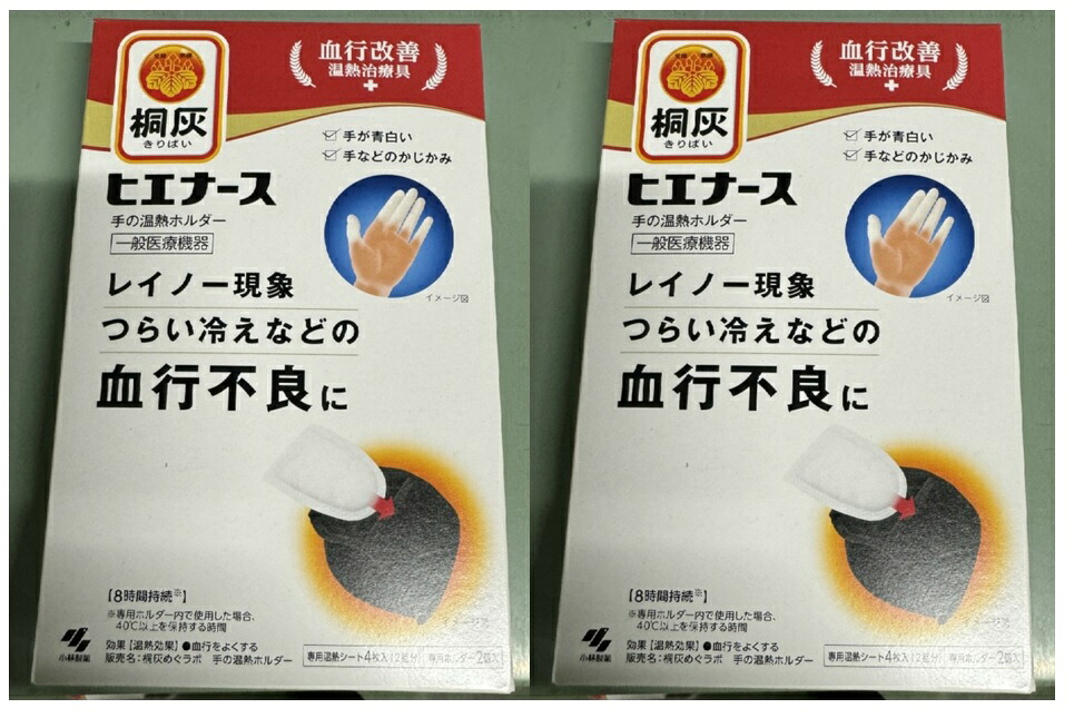 【×2箱セット送料込】小林製薬 桐灰 ヒエナース 本体 専用ホルダー 2個入 温熱シート4枚入 (2回分) 手の温熱ホルダー
