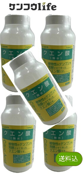 【×5個セット送料込】大洋製薬 食品添加物 クエン酸 500g 結晶 4975175020251【公式】純度99.5%以上 植物由来 食用 飲用 掃除用 水垢取り 消臭 シソジュース 炭酸水作り 調味料 ポット洗浄 石鹸シャンプー リンス 疲労 筋トレ 暑さ対策