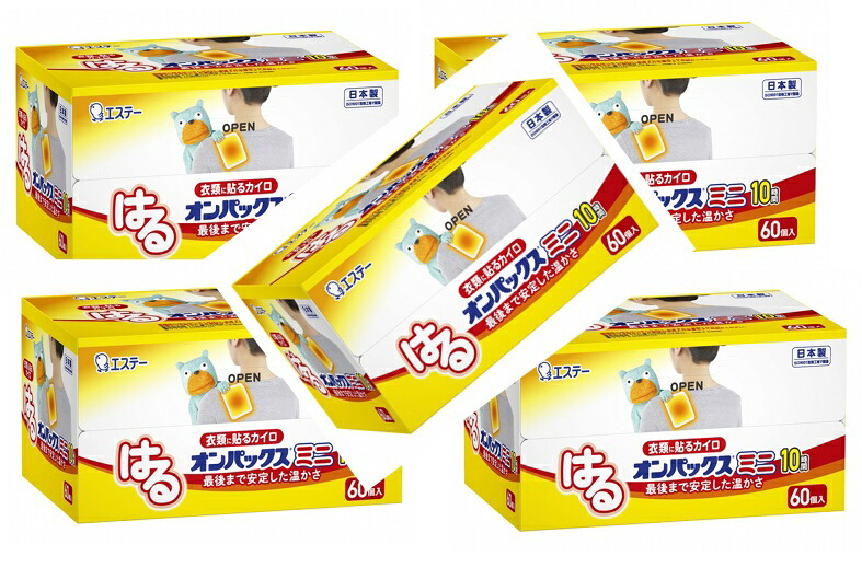 【送料込・まとめ買い×5個セット】エステー はる オンパックス ミニ 60個入　長時間安定した温度が持続する、品質の良い貼るタイプ (4902899451061 ) 7,211円