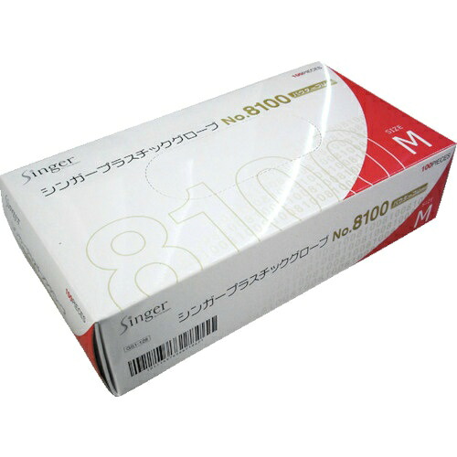 【送料込・まとめ買い&times;20個セット】宇都宮製作 シンガープラスチックグローブ No.8100 Mサイズ 粉無 100枚入 作業用手袋｜ケンコウlife