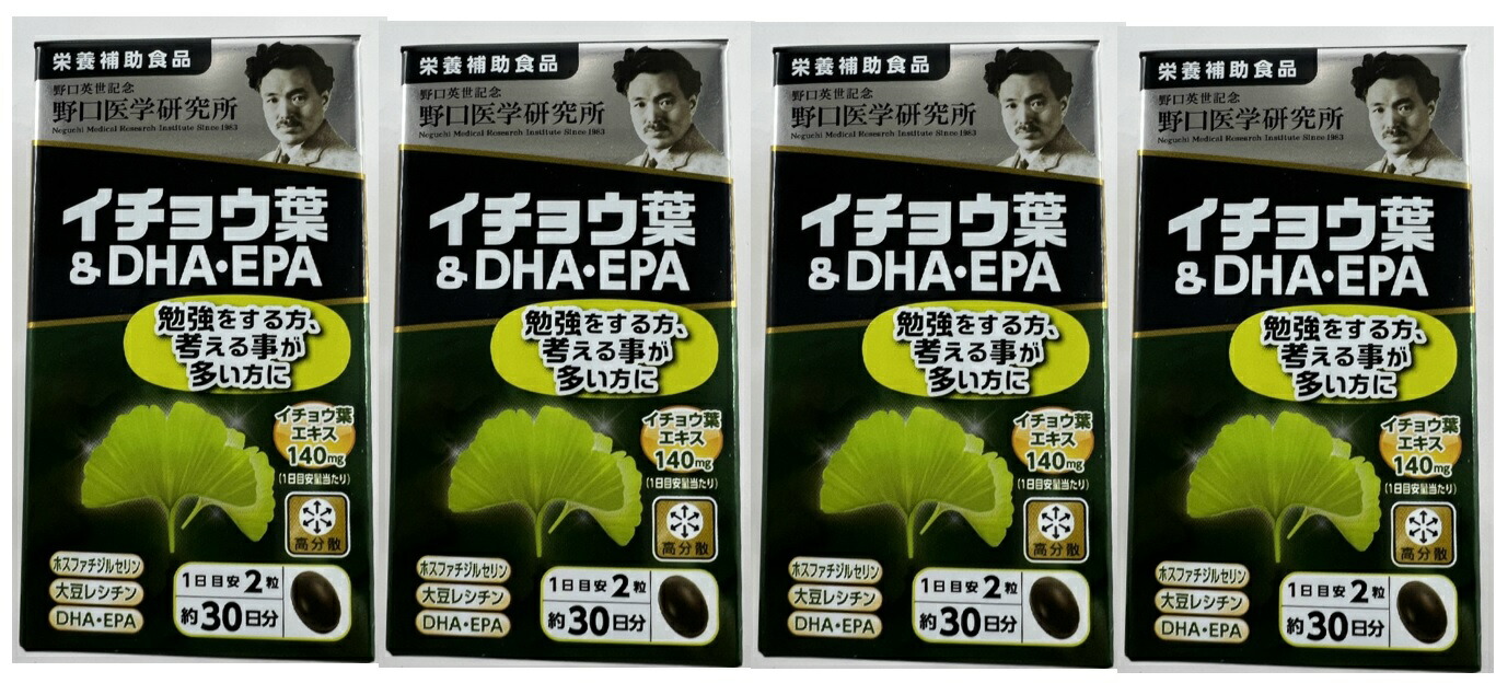 【×4個セット 送料込】野口医学研究所 イチョウ葉&DHA 勉強をする方 考えることが多い方に 60錠入