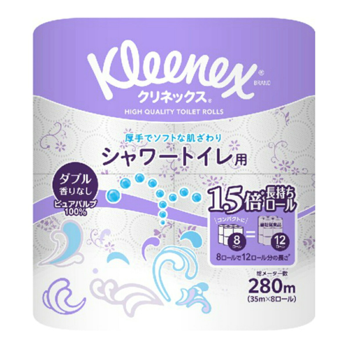 【送料込・まとめ買い×6個セット】日本製紙 クレシア クリネックス 1.5倍 長持ち ロール シャワートイレ用 ダブル 8ロール
