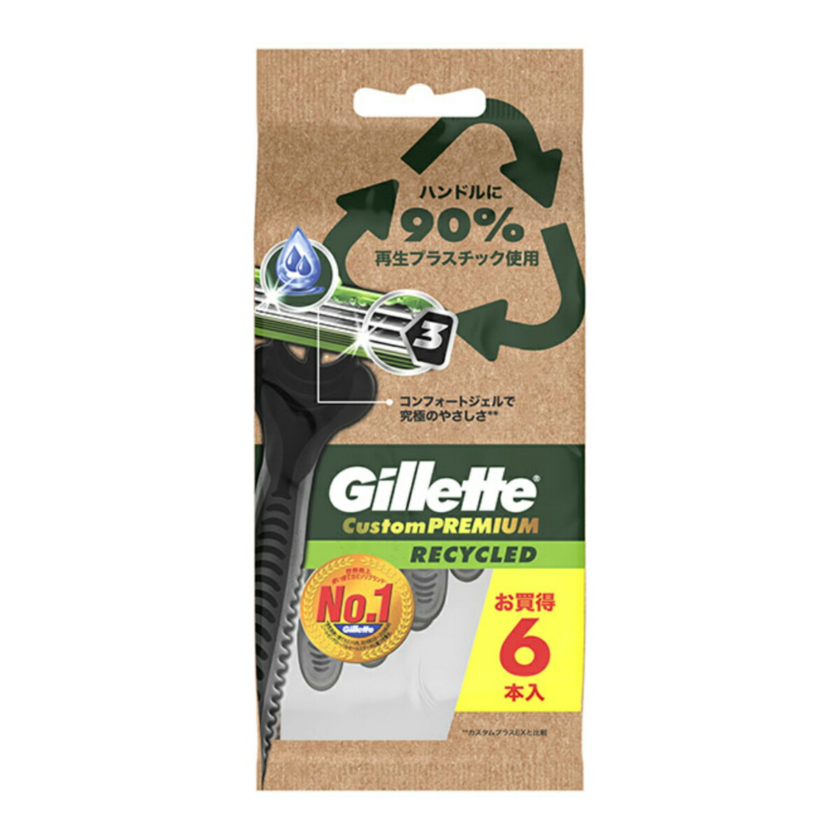 【送料込・まとめ買い×72個セット】P&G ジレット カスタム プレミアム リサイクルド 6本入