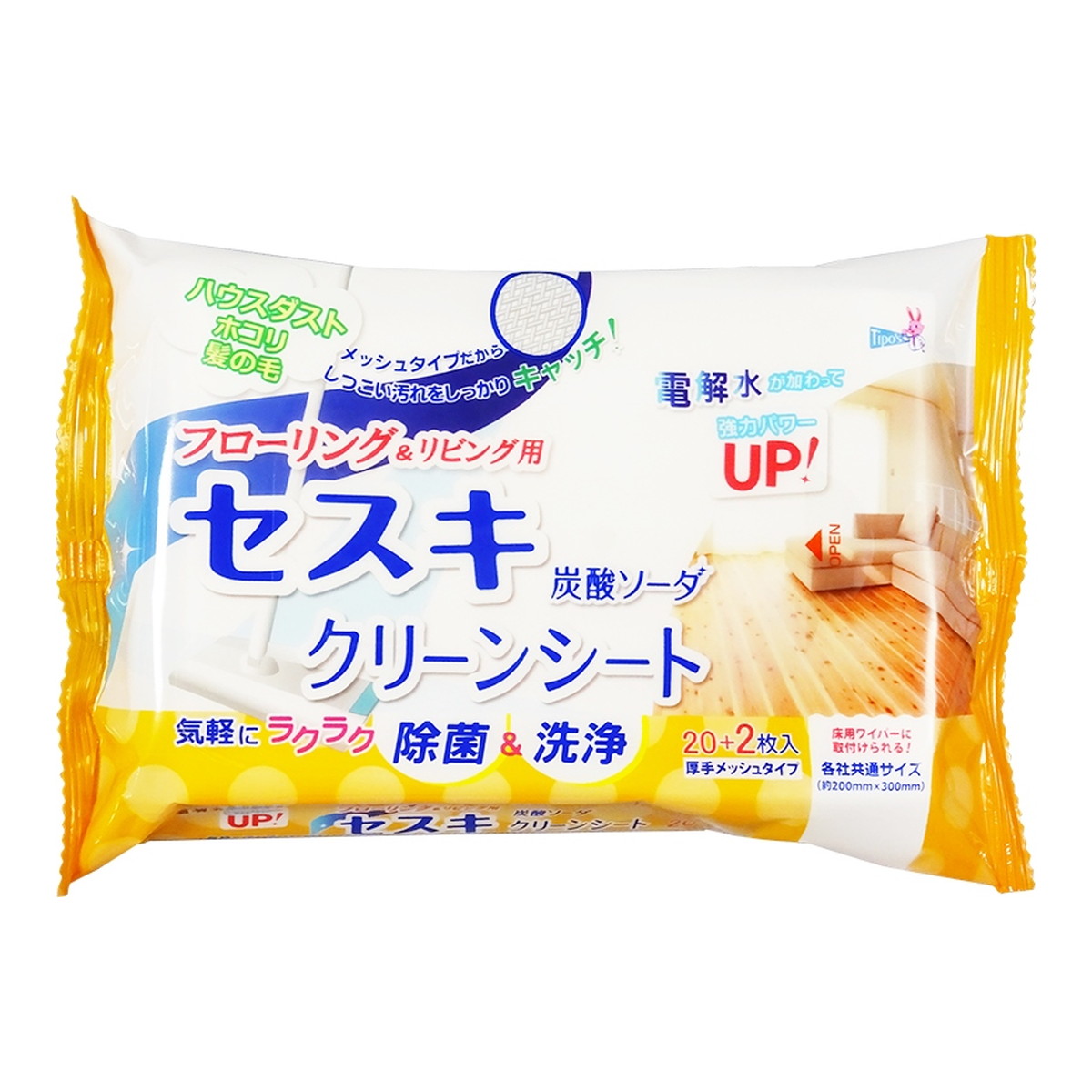 楽天市場 送料込 まとめ買い 6個セット 友和 セスキ 炭酸ソーダ クリーンシート フローリング リビング用 22枚 除菌 洗浄シート ケンコウlife
