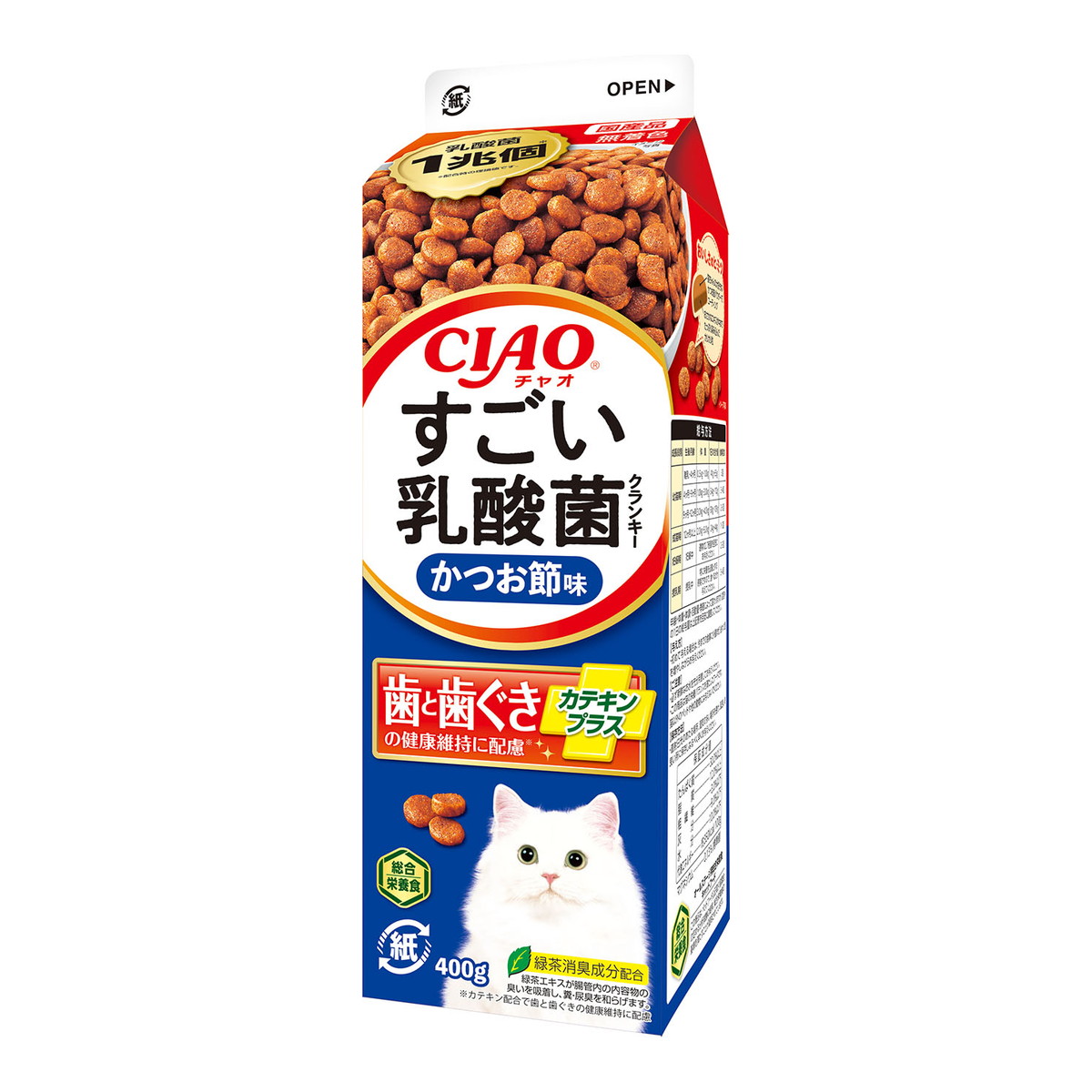 いなば CIAO チャオ すごい乳酸菌クランキー 牛乳パック かつお節味 400g 【日本限定モデル】