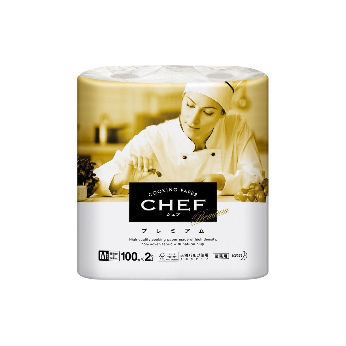 【送料込・まとめ買い×6個セット】花王プロフェッショナル Kao CHEF シェフ プレミアム M 業務用 100枚×2ロール入