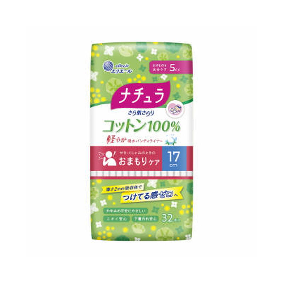 【送料込・まとめ買い×36個セット】大王製紙 ナチュラ さら肌さらり コットン100% 軽やか吸水パンティライナー 17cm 5cc 32枚入|ケンコウlife