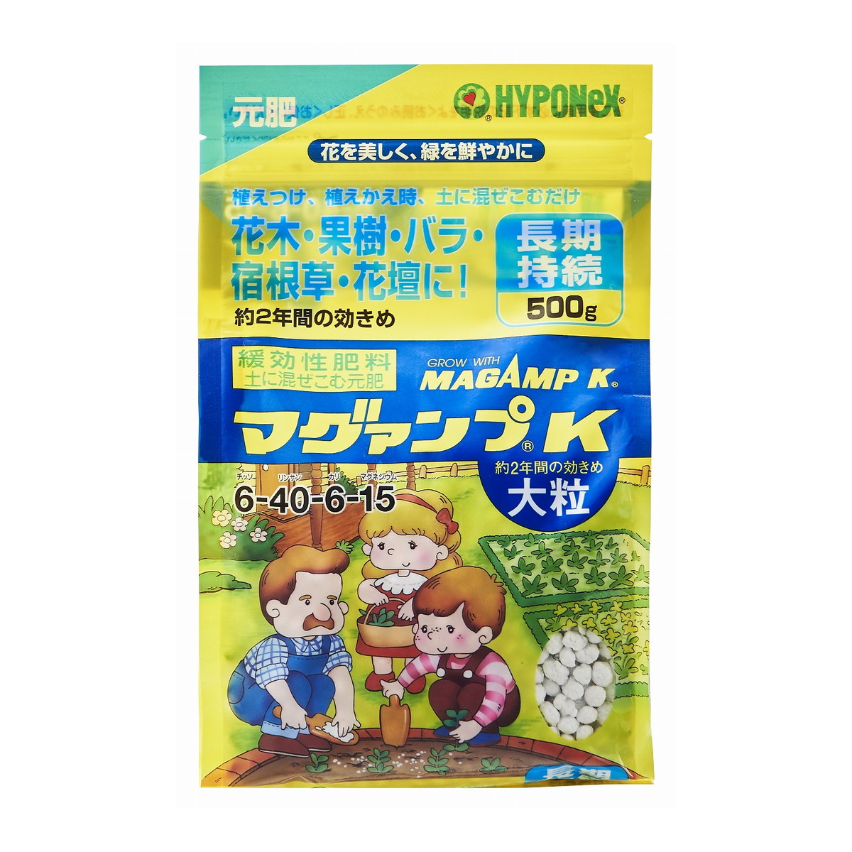 【送料込・まとめ買い×20個セット】ハイポネックス マグァンプK 大粒 500g 花木・果樹・バラ・宿根草・花壇に 元肥|ケンコウlife