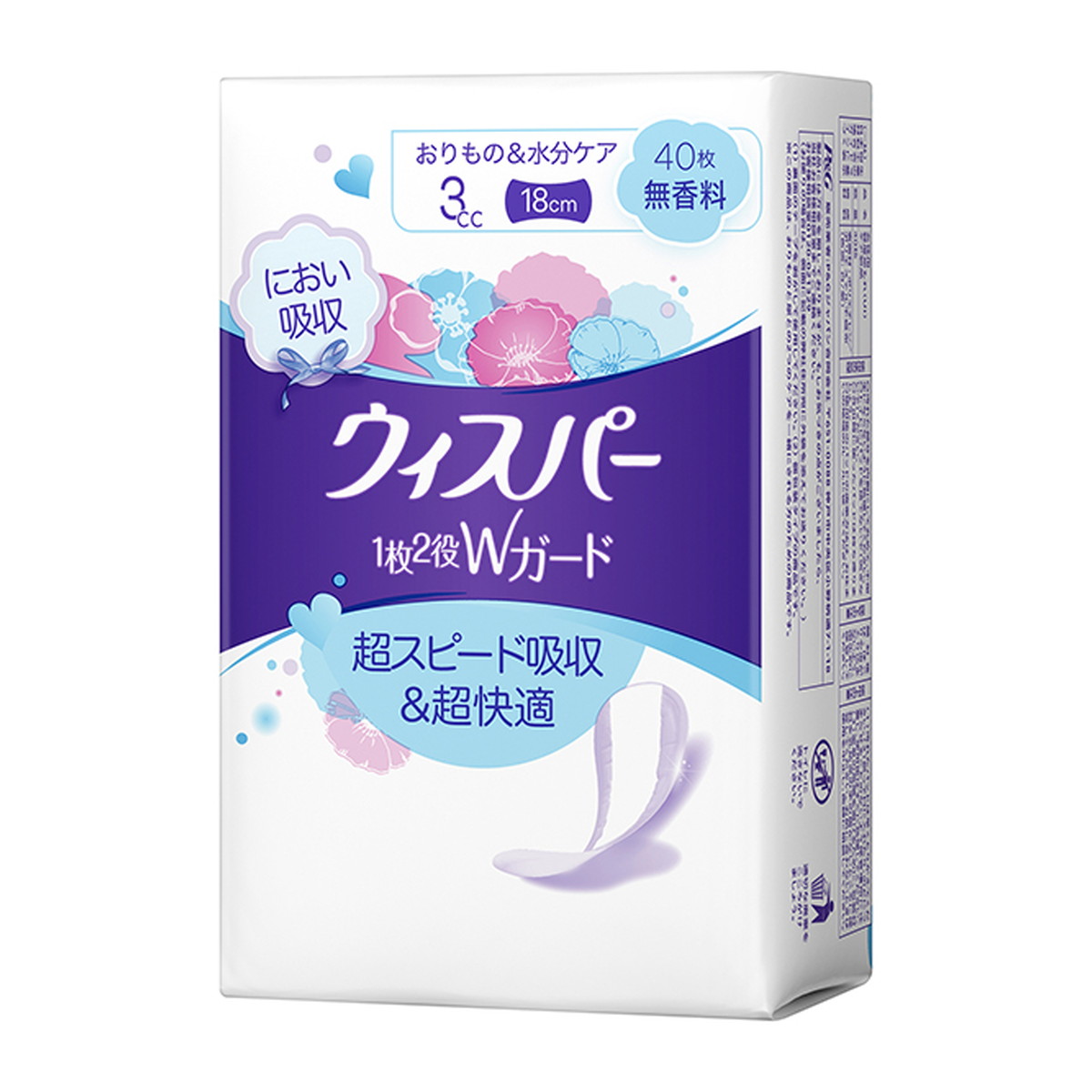 【送料込・まとめ買い×16個セット】P&G ウィスパー 1枚2役Wガード 3cc 無香料 40枚入