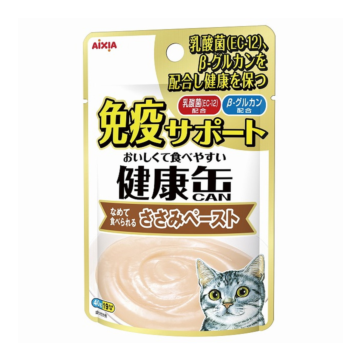 【送料込・まとめ買い×48個セット】アイシア AIXIA 健康缶パウチ 免疫サポート ささみ ペースト 40g