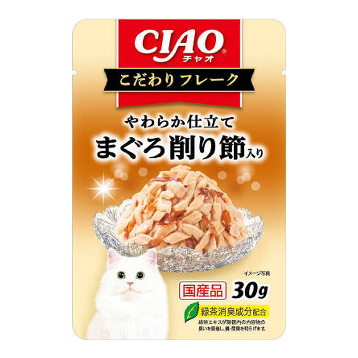 【送料込・まとめ買い&times;96個セット】いなばペットフード チャオ CIAO こだわりフレーク やわらか仕立て まぐろ削り節入り 30g キャットフード｜ケンコウlife