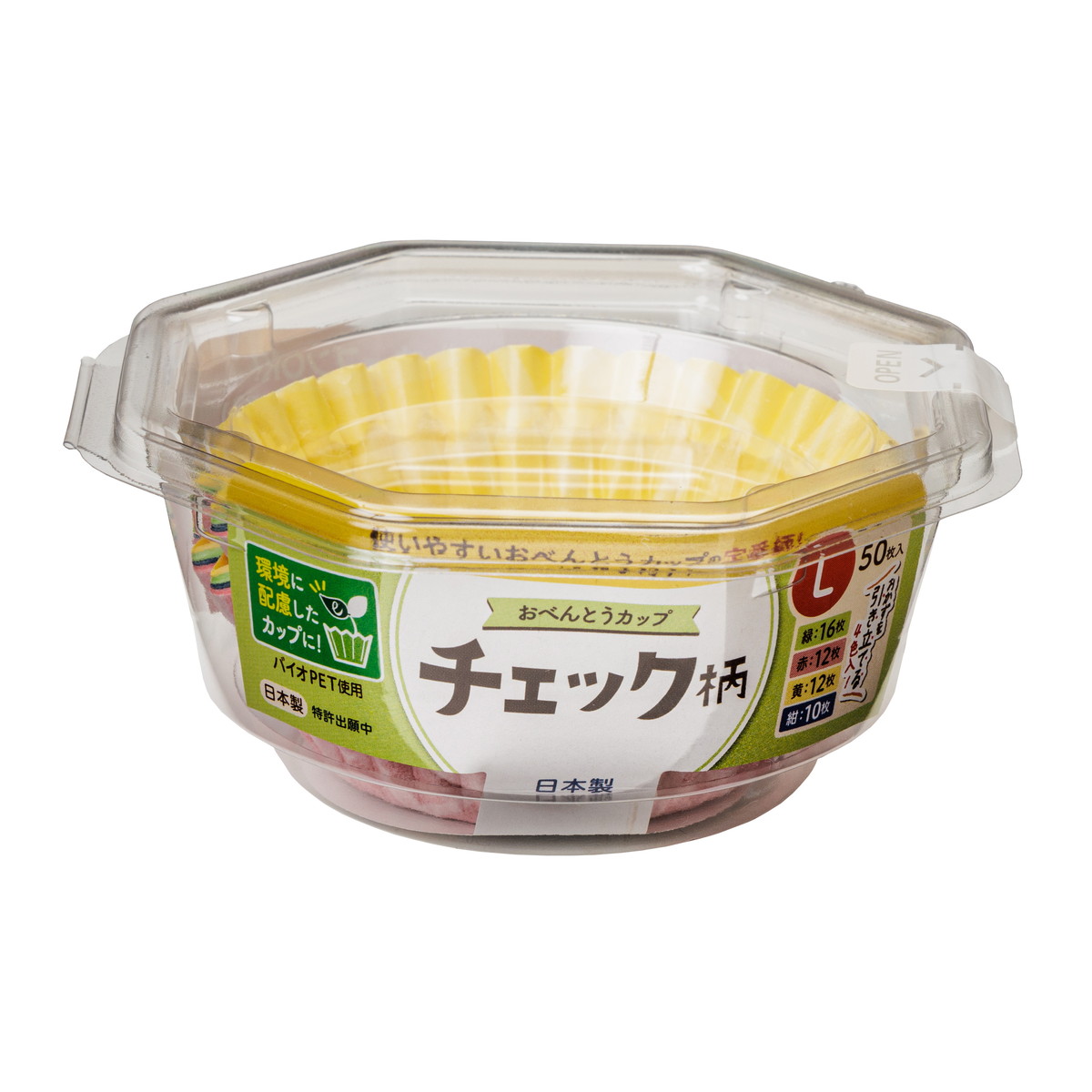 【送料込・まとめ買い&times;150個セット】東洋アルミ おべんとうカップ チェック柄 L 4色入 50枚入｜ケンコウlife