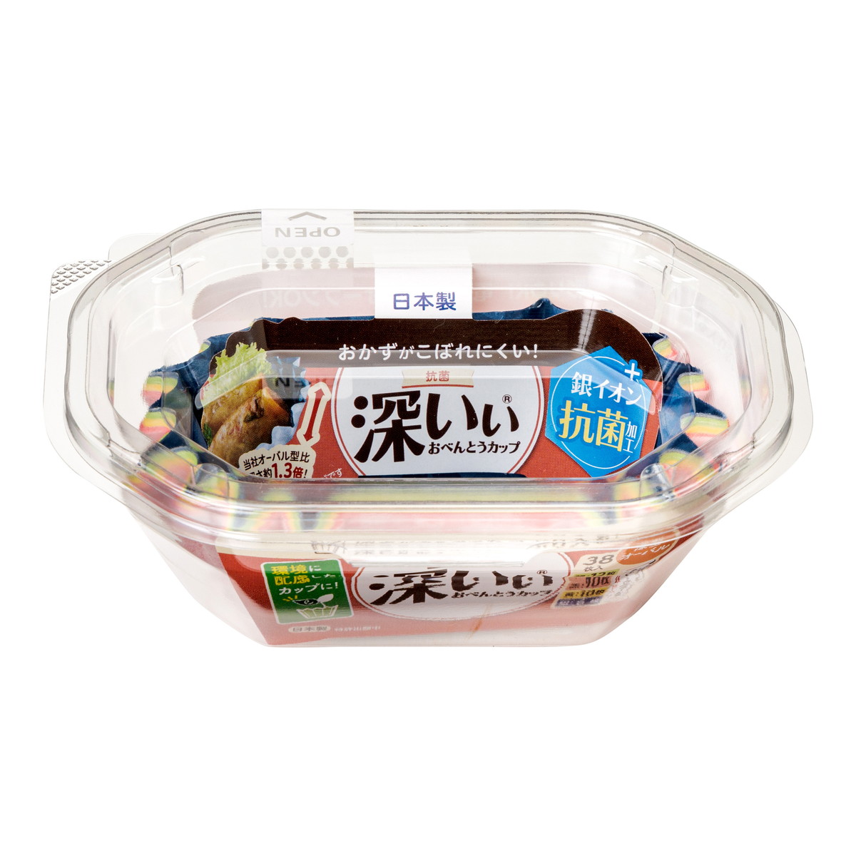 【送料込・まとめ買い×150個セット】東洋アルミ 抗菌 深いぃ おべんとうカップ 深型 オーバル 4色入 38枚入