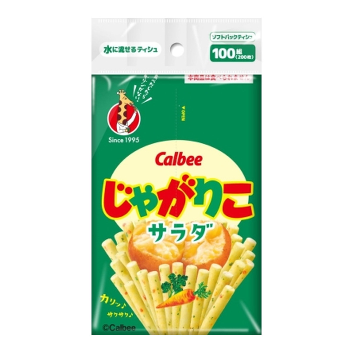 【送料込・まとめ買い&times;300個セット】ダイレイ 水に流せるティシュ カルビー じゃがりこ ソフトパックティシュ 100組｜ケンコウlife 23,852円