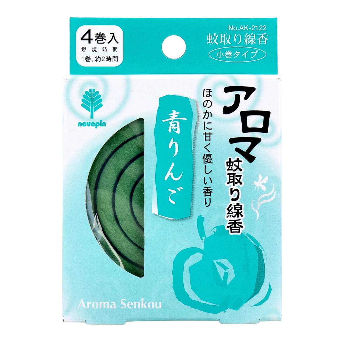 【送料込・まとめ買い&times;300個セット】紀陽除虫菊 アロマ 蚊取り線香 青りんご 4巻｜ケンコウlife