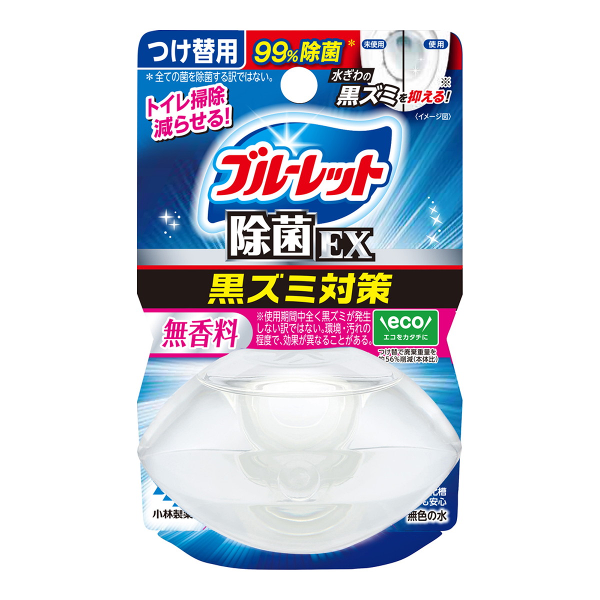 【送料込・まとめ買い×48個セット】小林製薬 液体 ブルーレットおくだけ 除菌EX つけ替用 無香料 67ml トイレ用洗浄・防汚