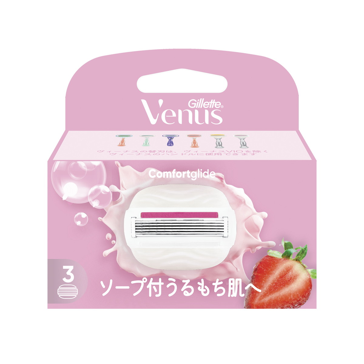 【送料込・まとめ買い×40個セット】P&G ジレット ヴィーナス うるもち肌 イチゴ畑の香り 3B 替刃 3個入|ケンコウlife