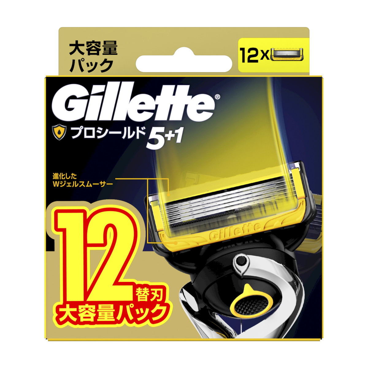 【送料込・まとめ買い×4個セット】P&G ジレット プロシールド 替刃 12個 カミソリ替え刃|ケンコウlife