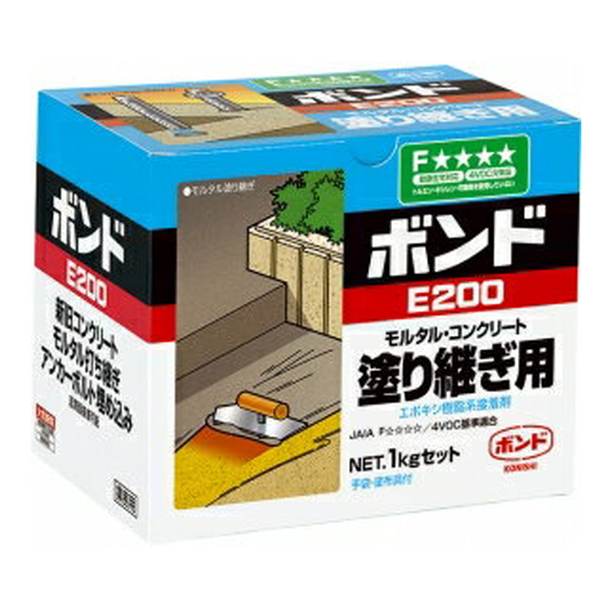 【送料込・まとめ買い×4個セット】コニシ エポキシ系接着剤2液タイプ モルタル・コンクリート塗継用ボンドE200 1kgセット(箱)