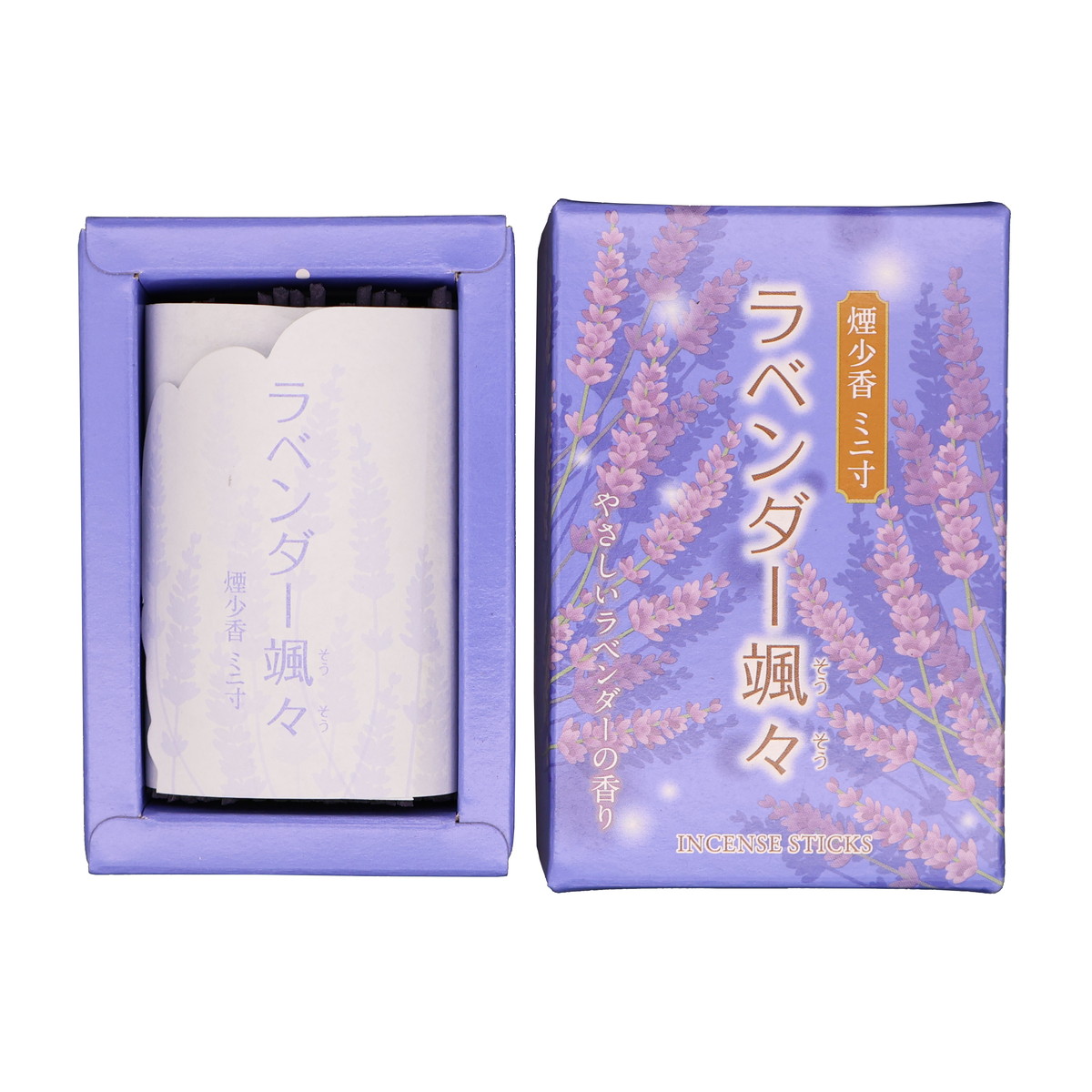 【送料込・まとめ買い×80個セット】マルエス ラベンダー颯々 煙少香 ミニ寸 70g 線香|ケンコウlife