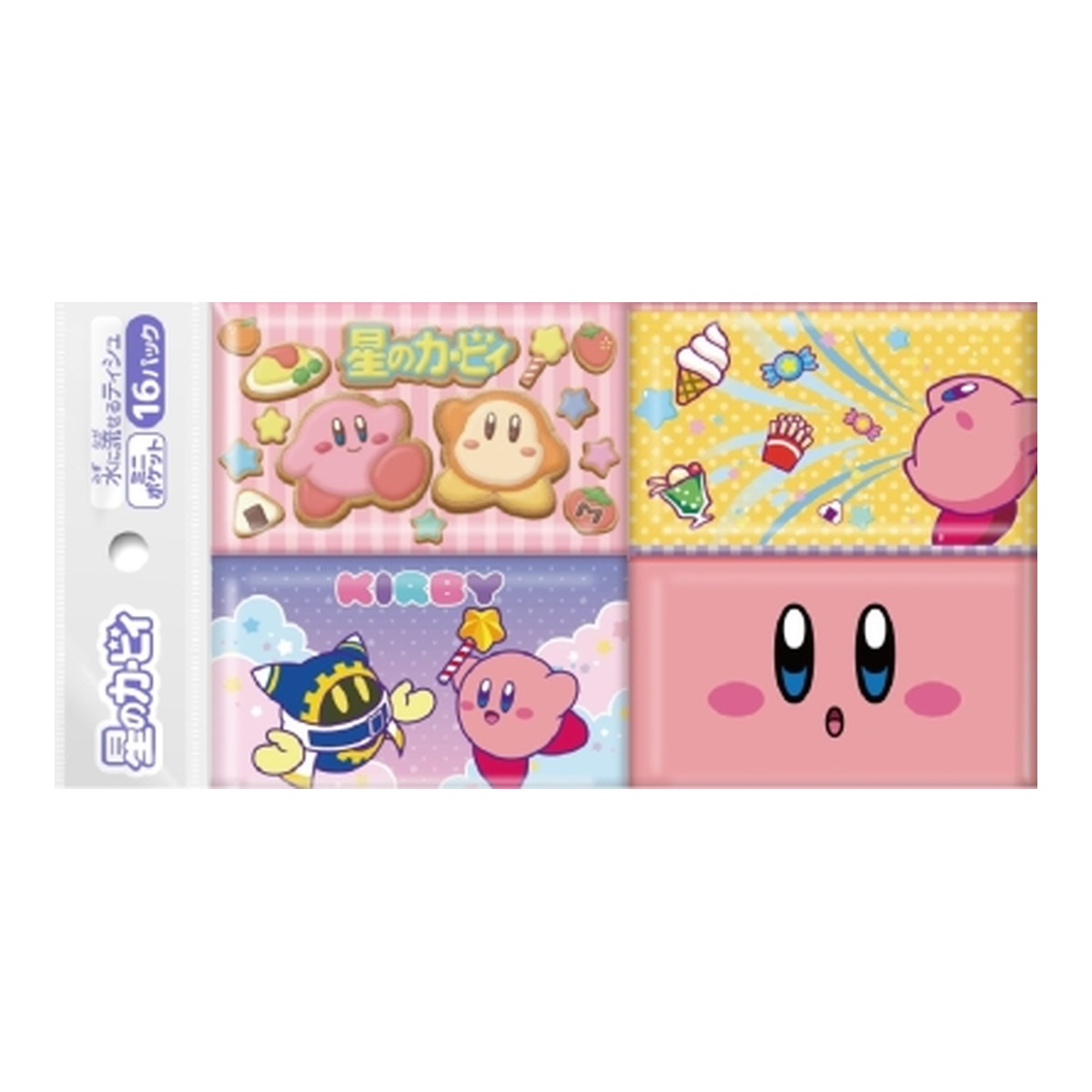 【送料込・まとめ買い×60個セット】ダイレイ 星のカービィ 水に流せる ミニポケットティシュ 16パック