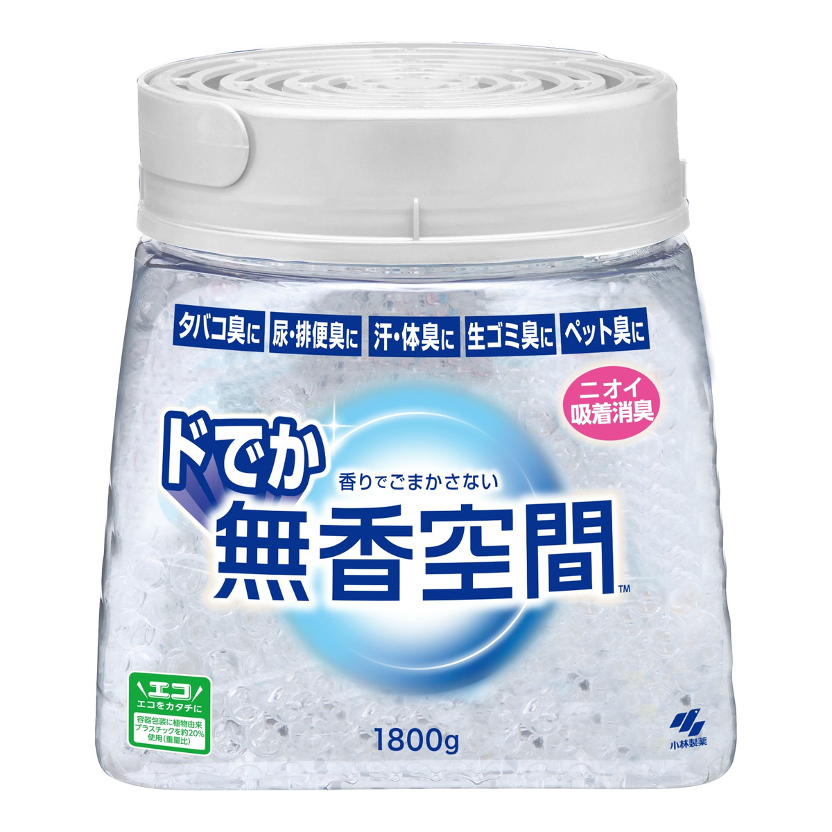 【送料込・まとめ買い×4個セット】小林製薬 ドでか 無香空間 無香料 本体 1800g 消臭剤