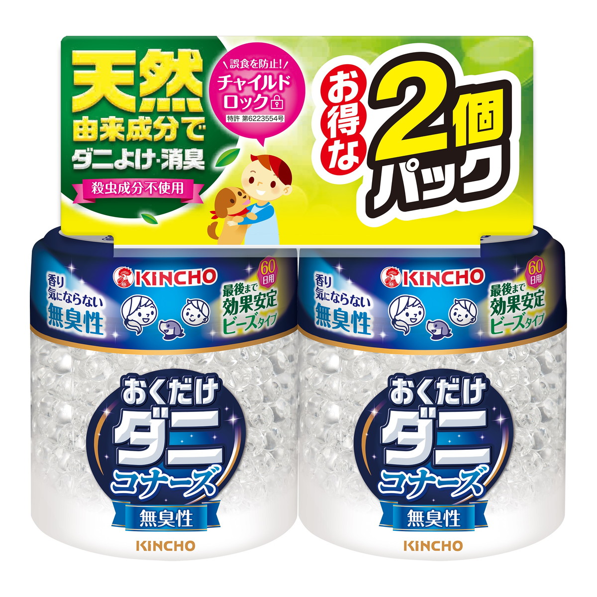 【送料込・まとめ買い×6個セット】大日本除虫菊 金鳥 キンチョー おくだけ ダニコナーズ ビーズタイプ 60日用 無臭性 2個パック