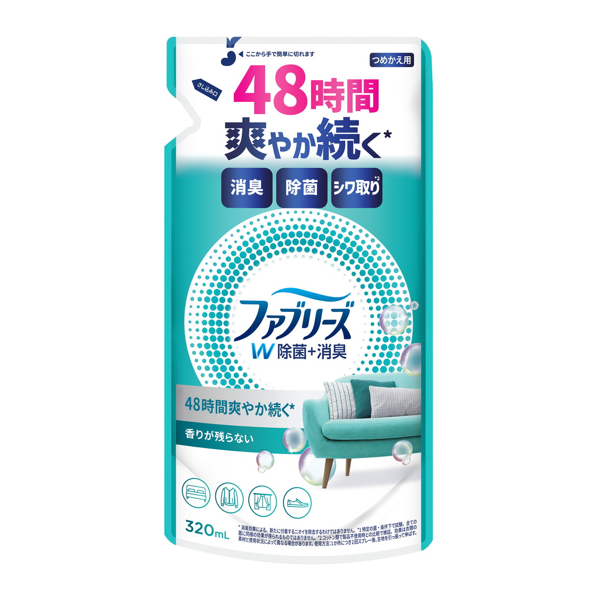 【送料込・まとめ買い×24個セット】P&G ファブリーズ W除菌+消臭 つめかえ用 320mL