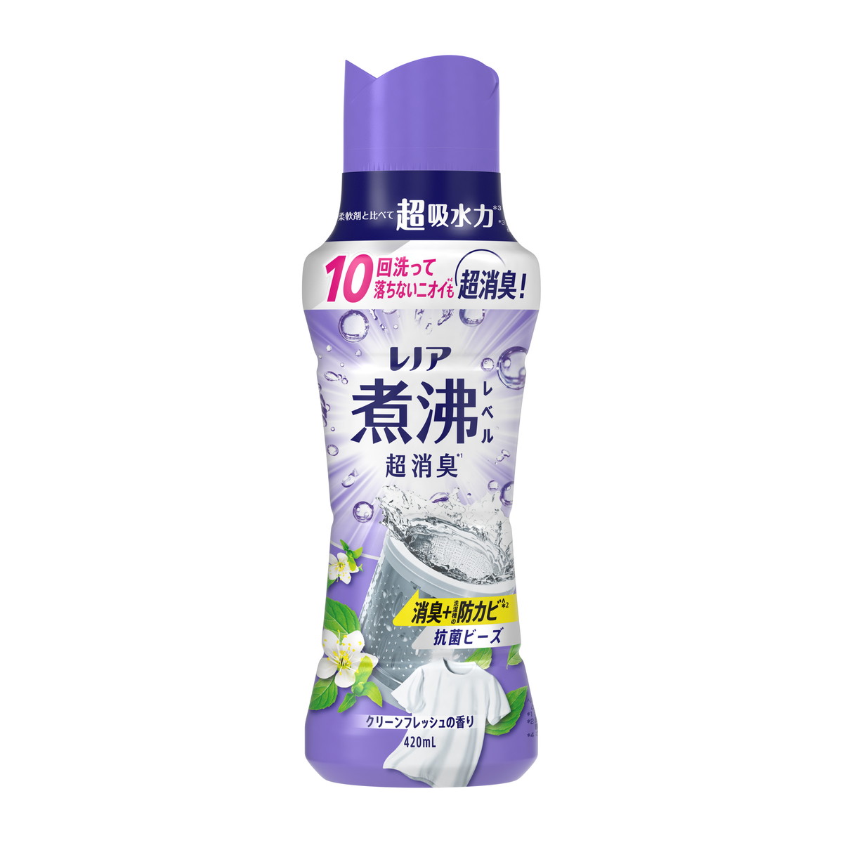 【送料込・まとめ買い×6個セット】P&G レノア 煮沸レベル 超消臭 抗菌ビーズ 洗濯槽の防カビ クリーンフレッシュの香り 本体 420mL