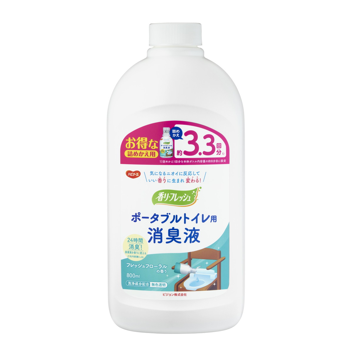 【送料込・まとめ買い×6個セット】ピジョン ハビナース 香リ・フレッシュ ポータブルトイレ用 消臭液 詰めかえ用 800ml|ケンコウlife
