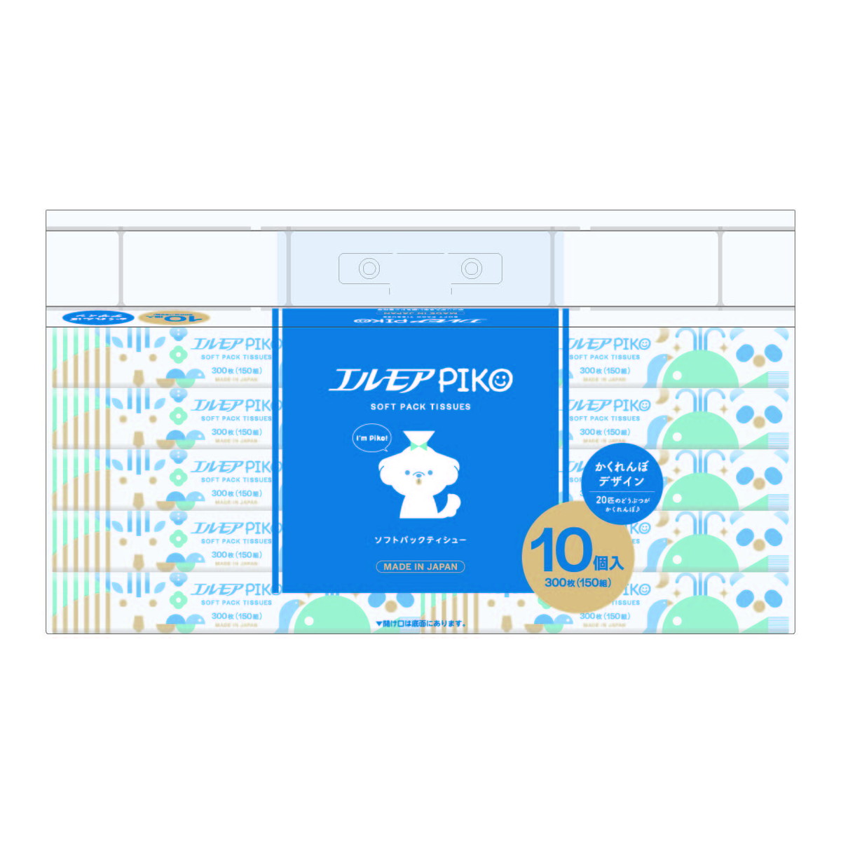 【送料込・まとめ買い×12個セット】カミ商事 エルモア ピコ ソフトパック ティシュー 150組 10個入り ティッシュペーパー
