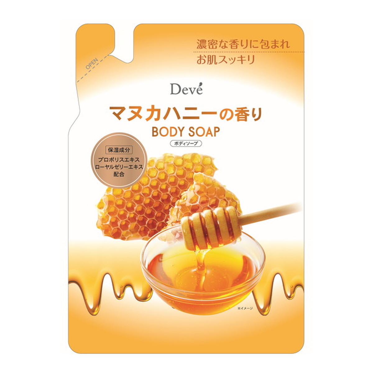 【送料込・まとめ買い×24個セット】熊野油脂 ディブ Deve' マヌカハニーの香り ボディソープ つめかえ用 350mL