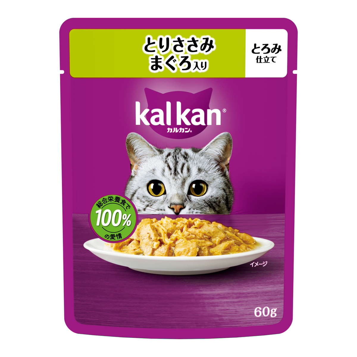 【送料込・まとめ買い×120個セット】マースジャパン カルカン パウチ とりささみ まぐろ入り とろみ仕立て 猫用 60g キャットフード