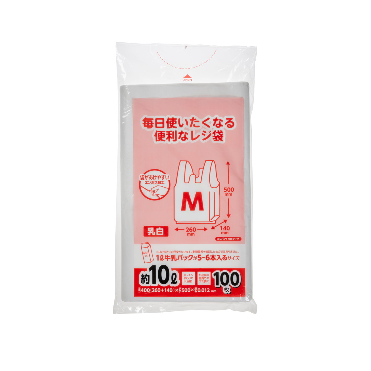 【送料込・まとめ買い×30個セット】ジャパックス CPRH28W 毎日使いたくなる 便利な レジ袋 M 乳白 100枚|ケンコウlife
