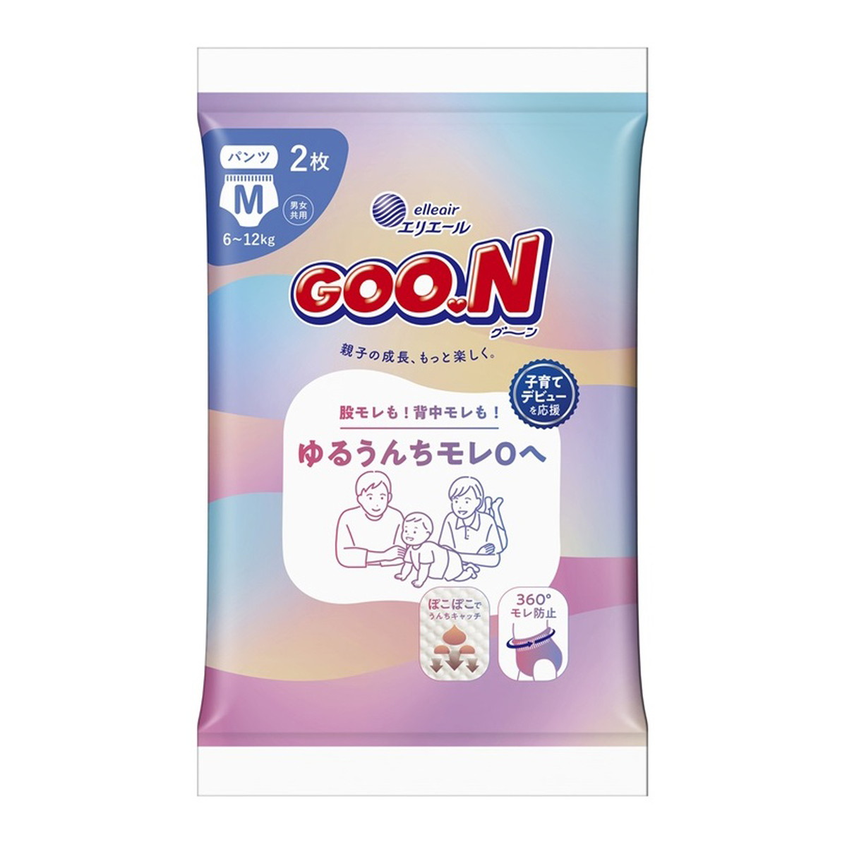【送料込・まとめ買い×36個セット】グーン ゆるうんちモレ0へ パンツ Mサイズ 2枚 こども用紙おむつ