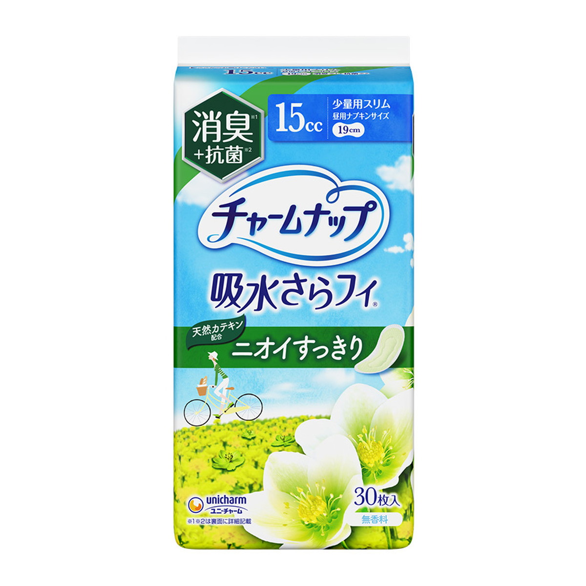 【送料込・まとめ買い×24個セット】ユニ・チャーム チャームナップ 吸水さらフィ ニオイすっきり 少量用スリム 19cm 15cc 消臭タイプ 30枚|ケンコウlife