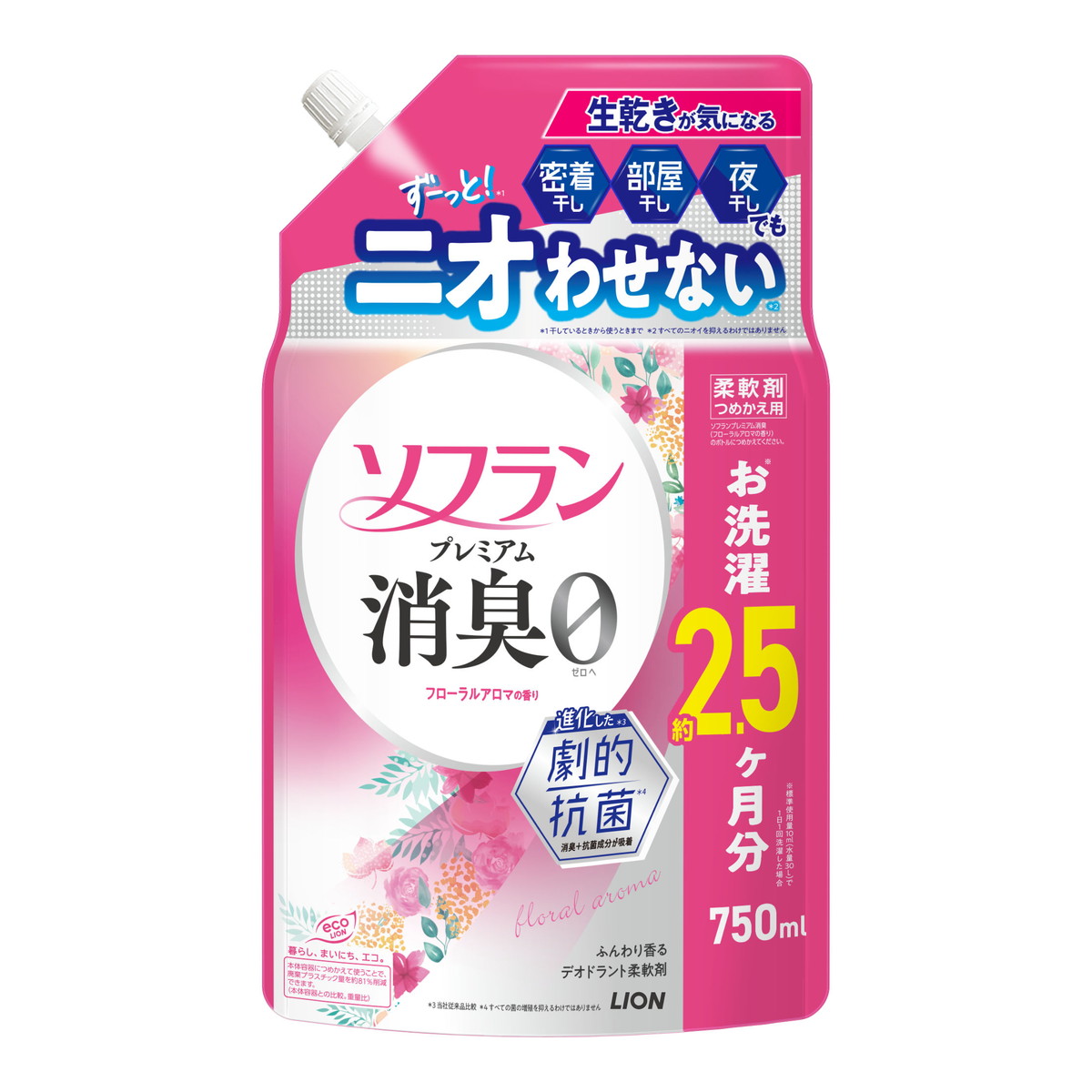 【送料込・まとめ買い×12個セット】ソフラン プレミアム消臭 フローラルアロマの香り つめかえ用 750ml