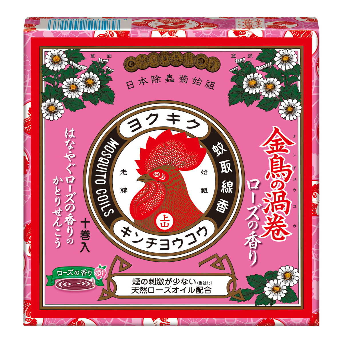 【送料込・まとめ買い×60個セット】大日本除虫菊 KINCHO キンチョー 金鳥の渦巻 ローズの香り 10巻入 かとりせんこう 防除用医薬部外品