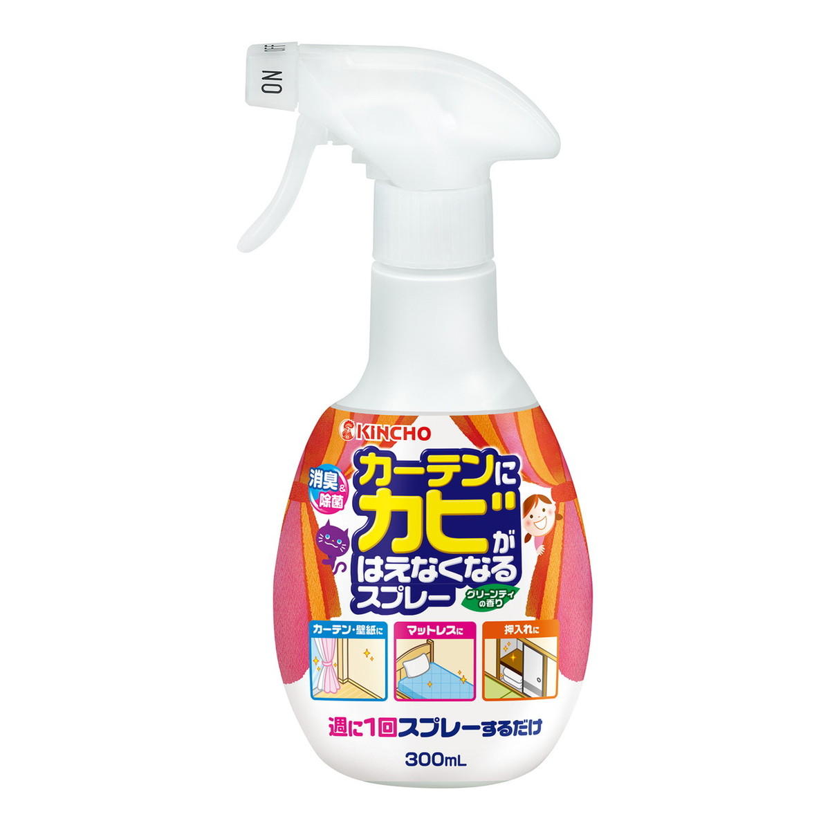 【送料無料・まとめ買い×12個セット】大日本除虫菊 カーテンにカビがはえなくなるスプレー グリーンティの香り 300mL