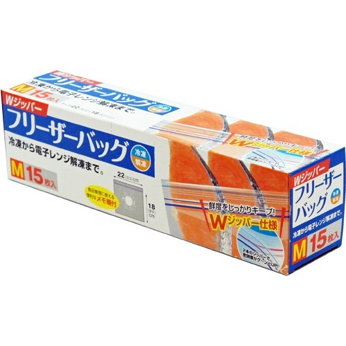 【送料込・まとめ買い&times;84個セット】大和物産 新ダブルジッパー フリーザーバッグ M 15枚入｜ケンコウlife