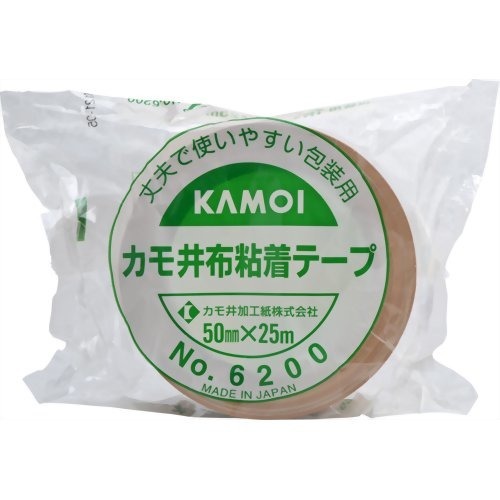 【送料込・まとめ買い×30個セット】カモ井加工紙 布粘着テープ 50mm*25m NO.6200 丈夫で使いやすい包装用の布粘着テープ